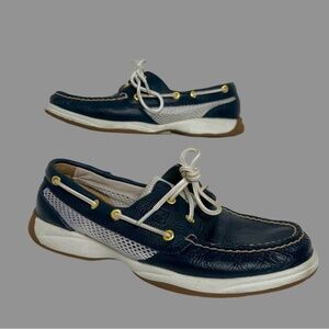 SPERRY Women's Navy Blue Leather  White Mesh   Top-sider, Size 8